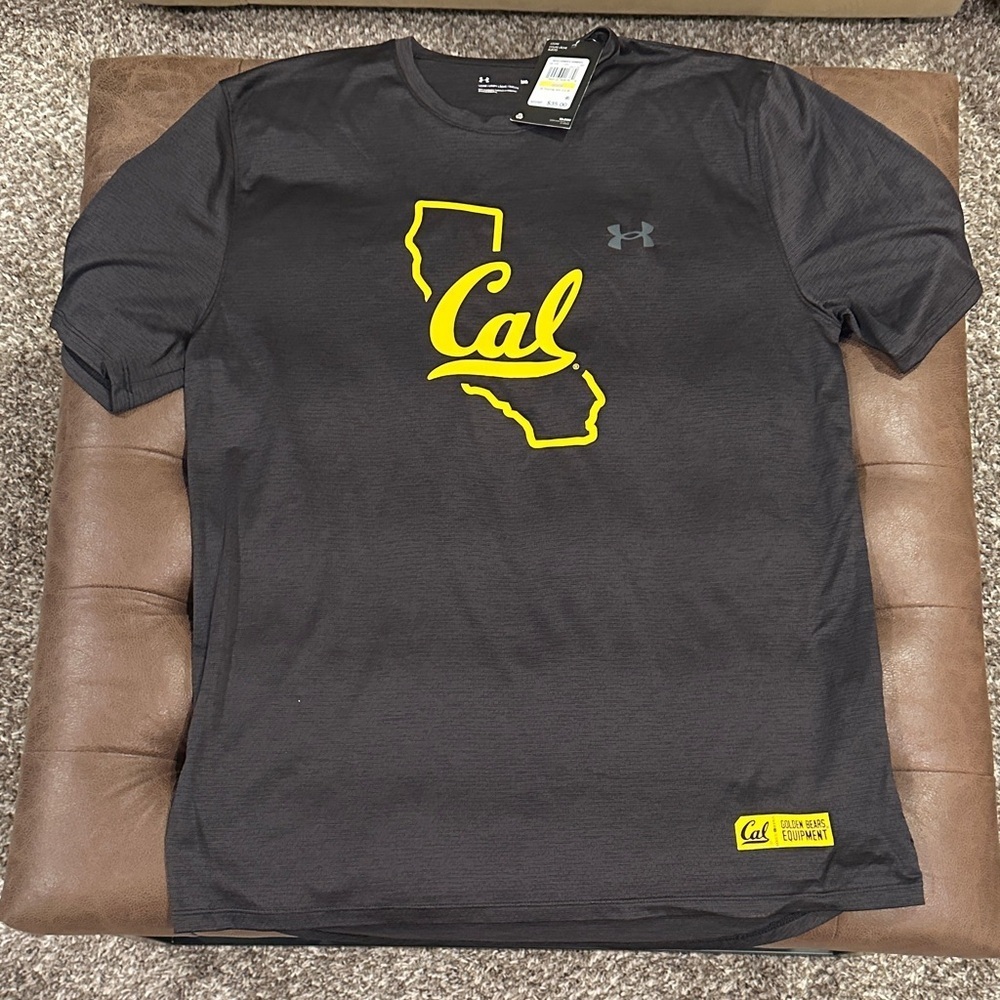 Under Armour Black and Yellow Cal Men's Tee